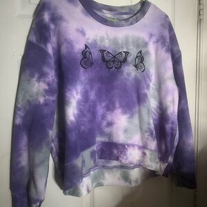 Purple Tie-Dye Butterfly Sweatshirt